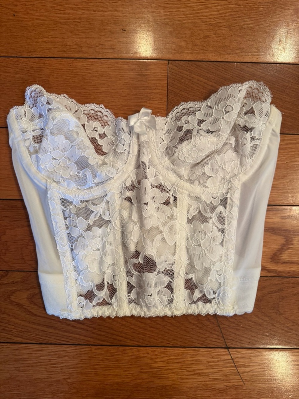 Vintage Victoria’s Secret Lace Bustier 36B White Floral Corset EUC